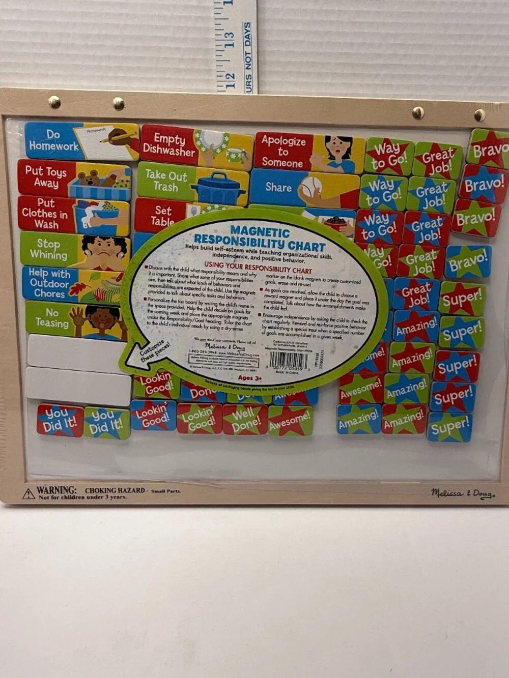 Melissa & Doug *NEW* Magnetic Responsibility Chart with 89 Magnets for Kids